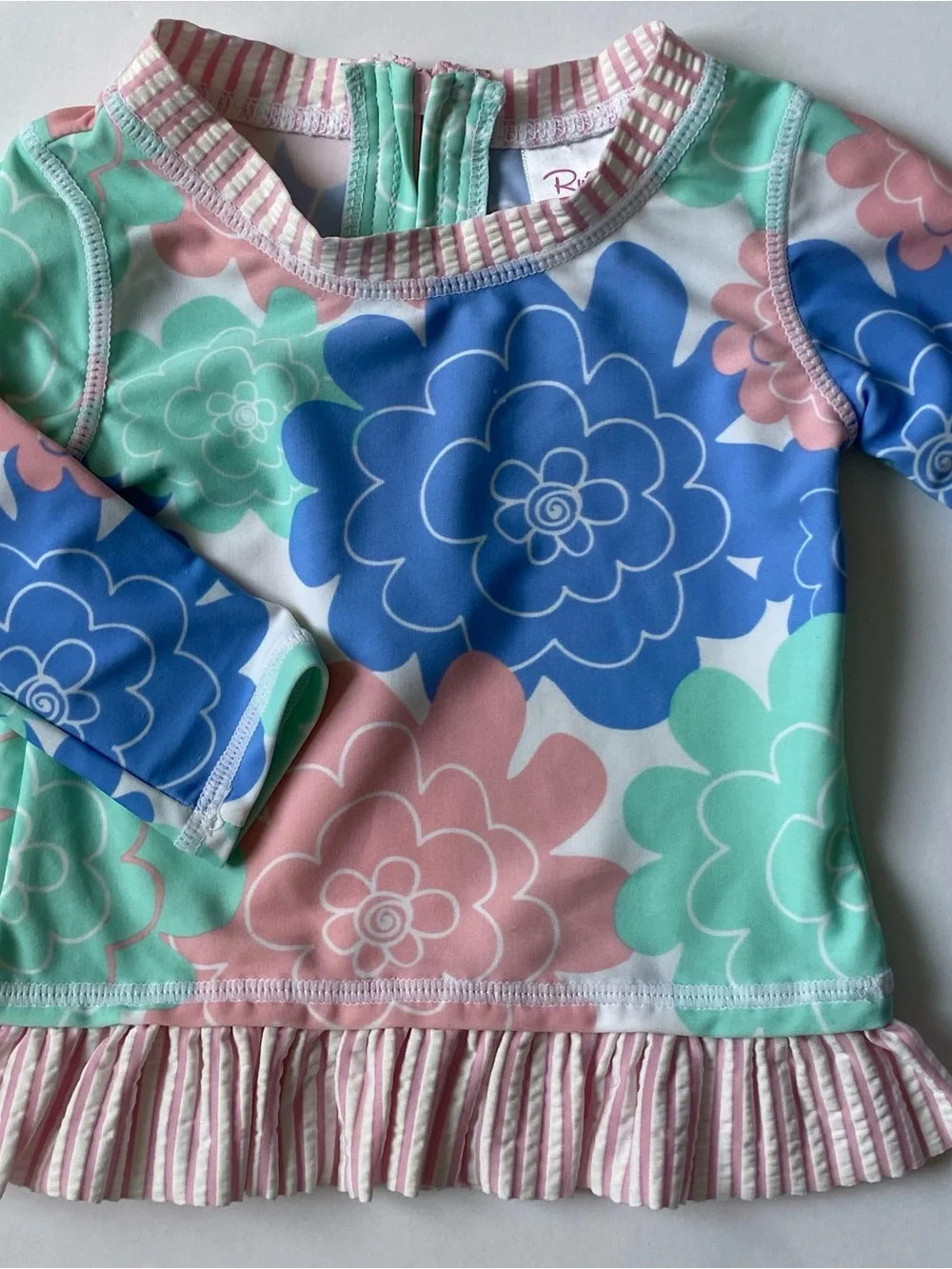 Ruffle Butts Shirt Girl's Size 6 12 Months Baby Girls floral fabric work pink